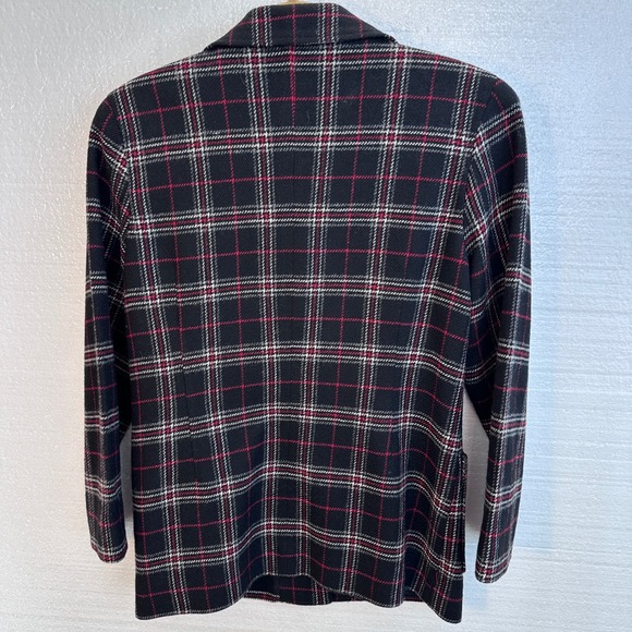 Chelsea & Camden Petites Plaid Wool Blend Blazer Jacket‎ Black Red White Size 6P - Picture 3 of 8